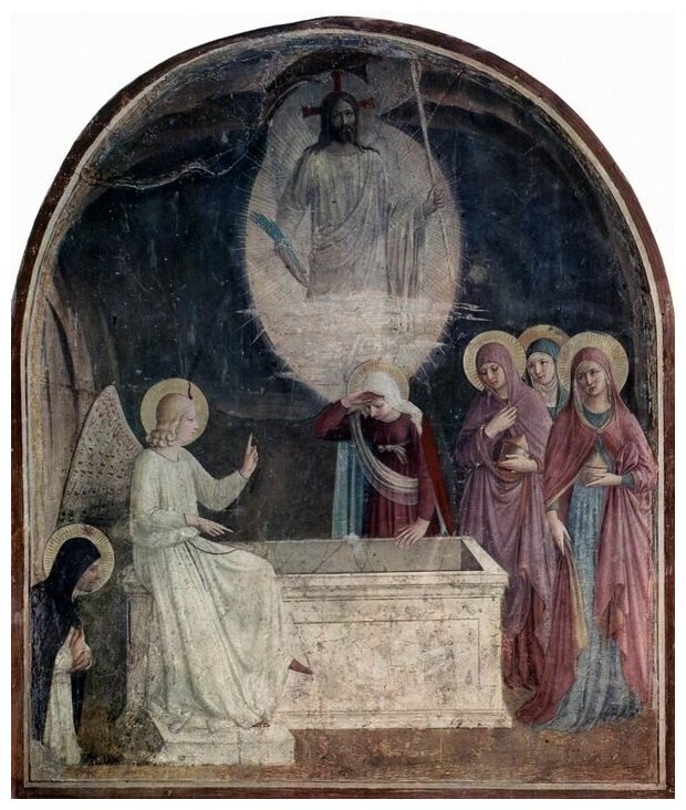 Репродукция на холсте Мария у могилы Христа (The Three Marys at the Tomb of Christ) Фра Беато Анджелико 50см. x 59см.