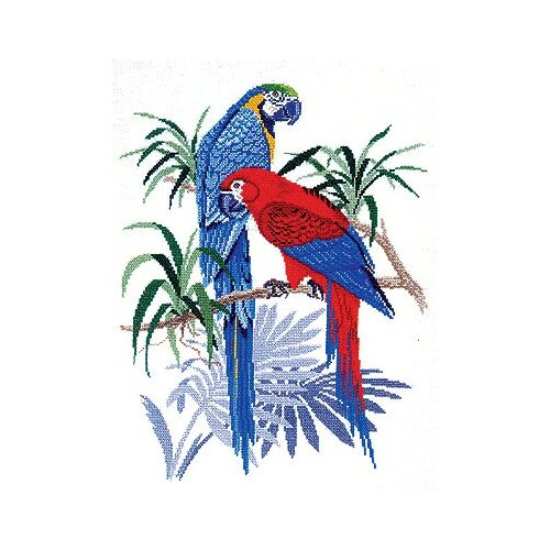 фото Набор для вышивания два попугая, лён 18 ct 55 х 70 см eva rosenstand 12-765