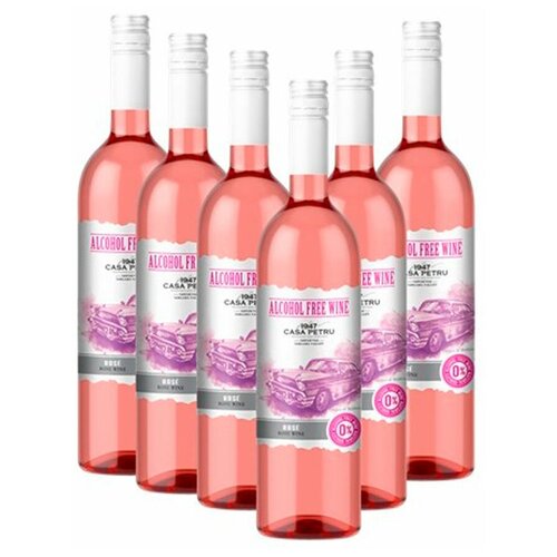 Вино безалкогольное 100% натуральное полусладкое розовое "Каса Петру Розе" (6 бут. Короб)
