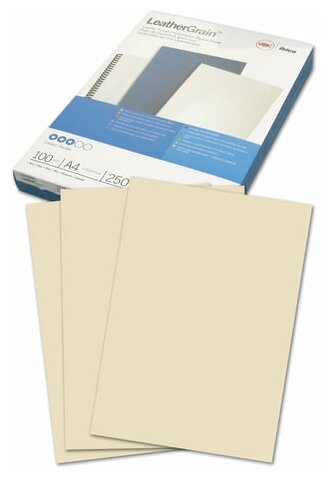 Обложки картонные для переплета А4, комплект 100 шт тиснение под кожу, 250 г/м2, слоновая кость, GBC, CE040065