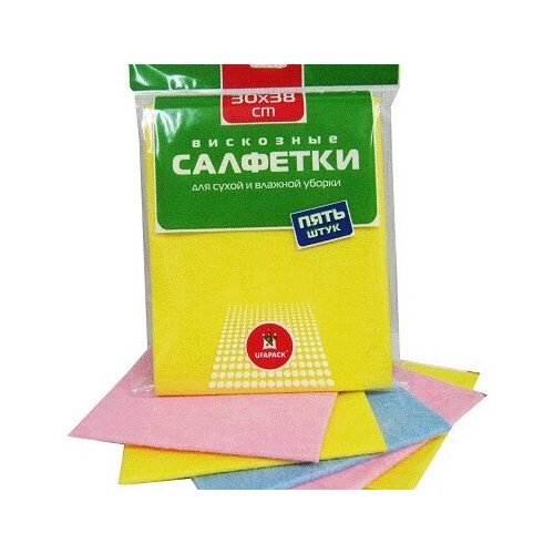 Салфетки вискозные 38х30см 5шт / вискозные салфетки / салфетки универсальные вискозные