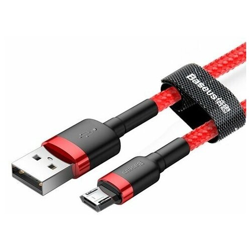 Кабель USB BASEUS Cafule USB - MicroUSB, 2.4А, 12W, 1 м, красный+черный кабель baseus cafule cable micro usb 2 4 a 1м black and red