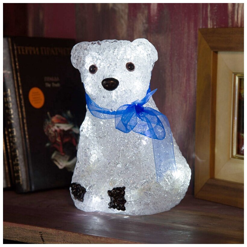 Светильник ночник фигура декоративный светодиодный 20 LED новогодний Neon-Night Белый медведь, нейтральное белое свечение