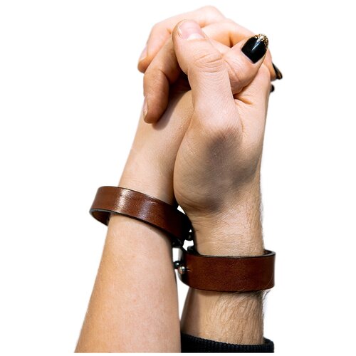 фото Стильный браслет на руку neogift из натуральной кожи коричневый шириной 1,5 см