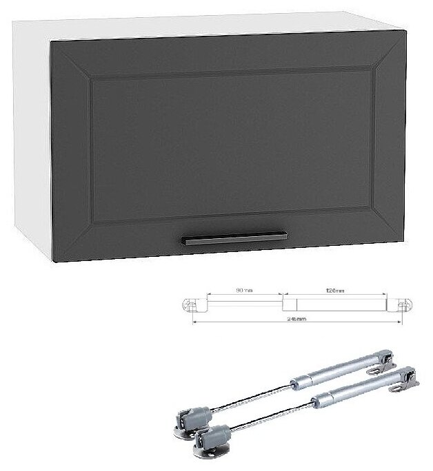 Шкаф кухонный навесной горизонтальный Полюс 60 см МДФ Soft-touch темно-серый