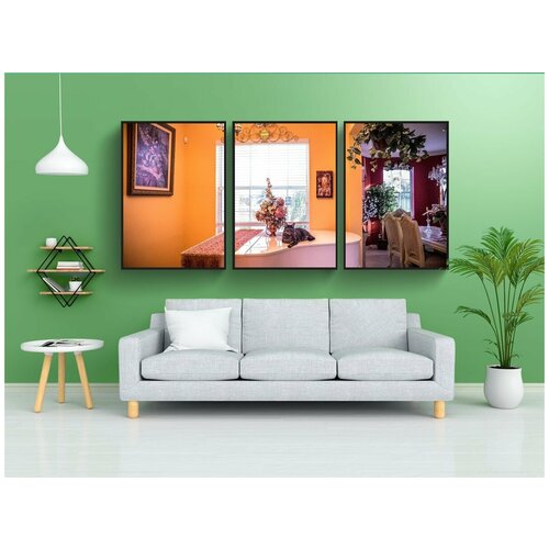 фото Набор модулных постеров для интерьера "интерьер, пианино, комната" 60x90 см. в тубусе, без рамки lotsprints