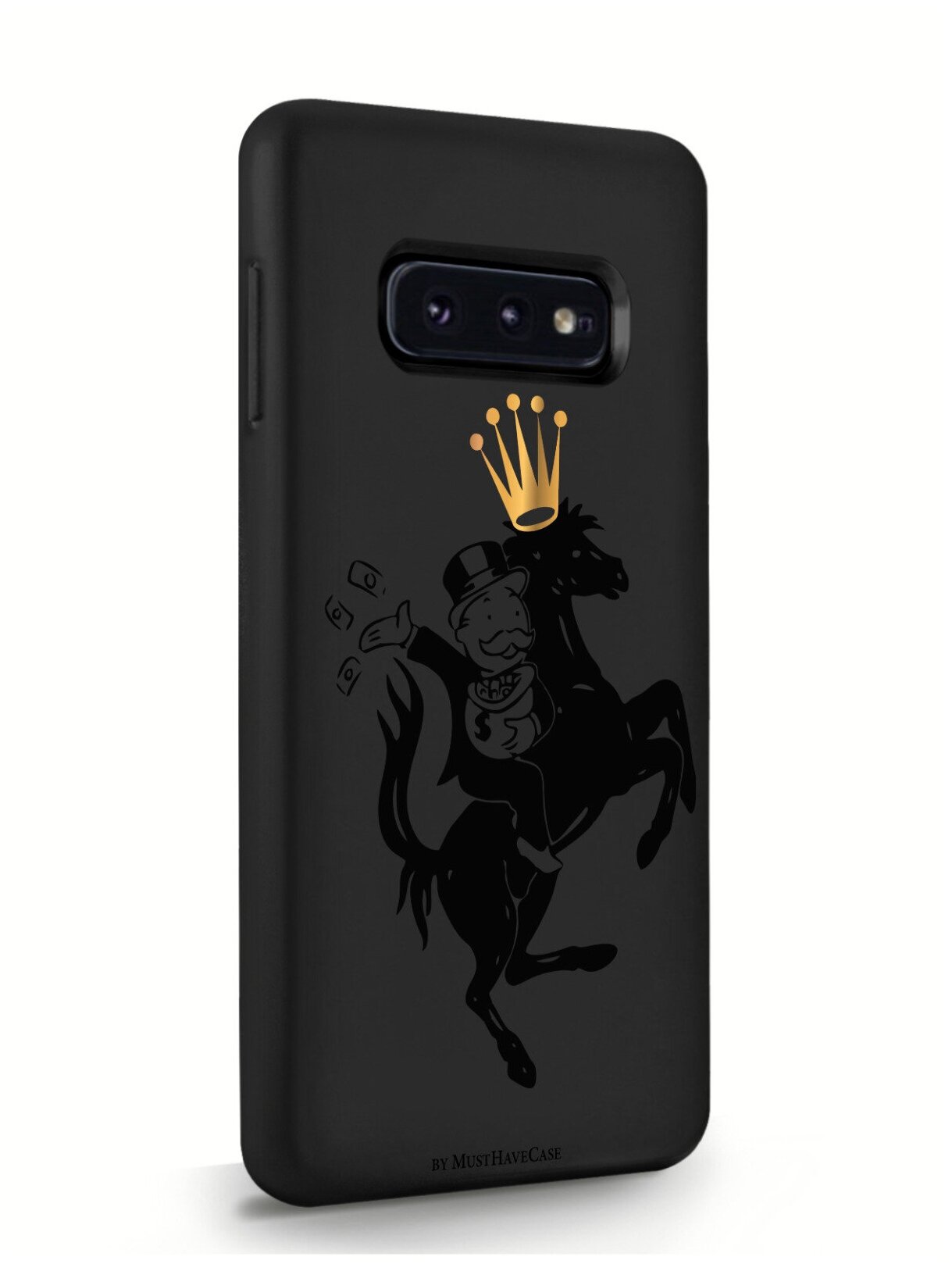 Черный силиконовый чехол MustHaveCase для Samsung Galaxy S10E Monopoly на коне для Самсунг Галакси С10E Противоударный