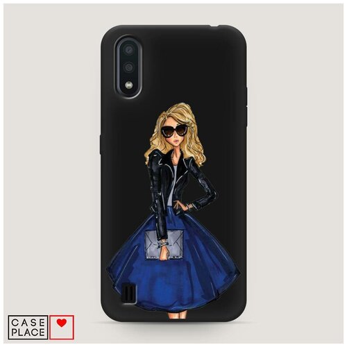 фото Чехол силиконовый матовый samsung galaxy a01 девушка в синей юбке case place