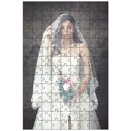 фото Магнитный пазл 27x18см."свадебное платье, мода, невеста" на холодильник lotsprints