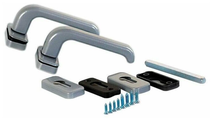 фото Гарнитур нажимной раздельный для пластиковых и алюминиевых дверей, серебристый