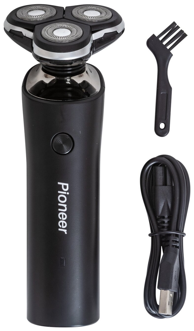 Бритва электрическая Pioneer BS006 беспроводная с USB-кабелем, 3 плавающие головки, вращение на 360 градусов