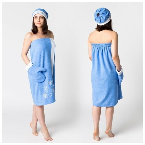 фото Гранд- стиль комплект для сауны с вышив жен снегурочка (юбка 80х150, вареж, шапка), махра 190г/м хл100% гранд-стиль