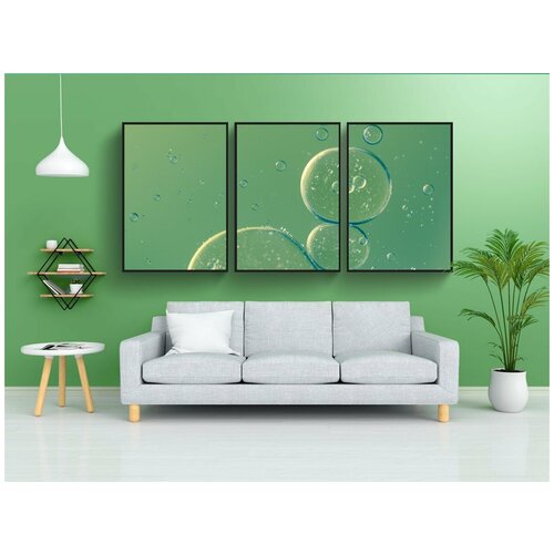 фото Набор модулных постеров для интерьера "масло в воде, жидкость, абстрактный" 60x90 см. в тубусе, без рамки lotsprints