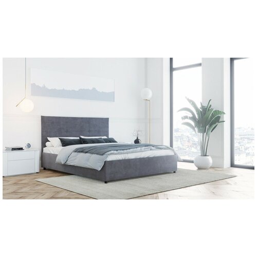 Кровать DreamLine Визби велюр серый (с подъемным механизмом) 4345 160х190