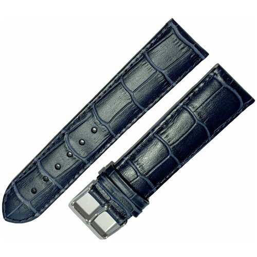 фото Ремешок 2205-01-1-7 мп kroko синий кожаный ремень для наручных часов из натуральной кожи 22 мм матовый крокодил ardi