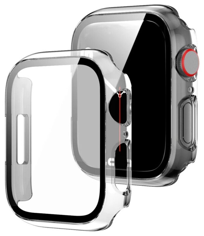 Чехол для Apple Watch 7 45мм/бампер для Apple Watch 7 45 мм , прозрачный со стеклом