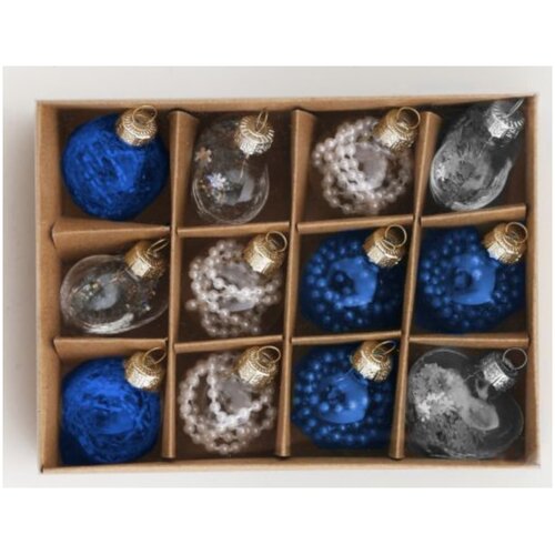 фото Набор ёлочный шаров холодный, 12 шт, 10x3.7x13.8 стекло серебристый отсутвует