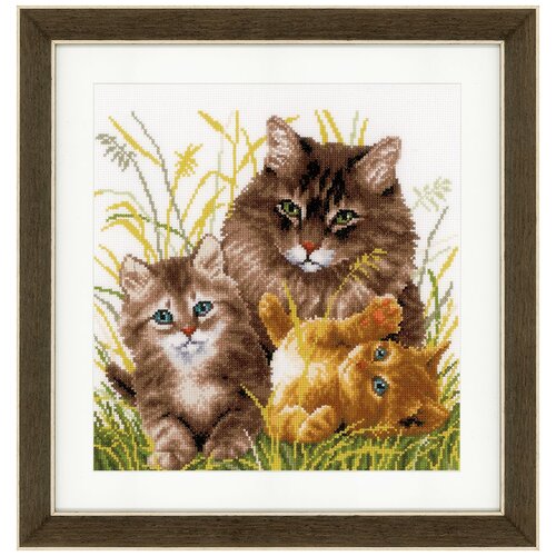 фото Набор для вышивания крестом vervaco "кошачья семья" (pn-0156114)