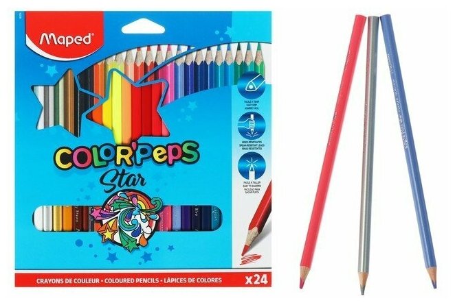 Карандаши трёхгранные 24 цвета, Maped Color Peps