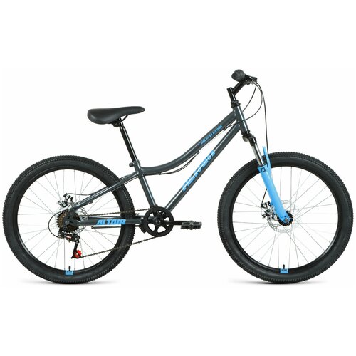 Велосипед ALTAIR MTB HT 24 2.0 disc 2021 рост 12 темно-серый/голубой горный велосипед altair mtb ht 29 2 0 disc 2021 рост 21 ярко зелёный чёрный