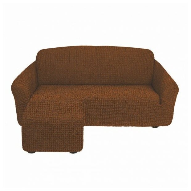 Venera Чехол Kapri на угловой диван с выступом ЛУ цвет коричневый