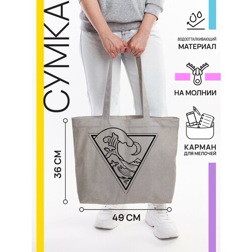 фото Сумка тоут joyarty повседневная, текстиль, внутренний карман, мультиколор