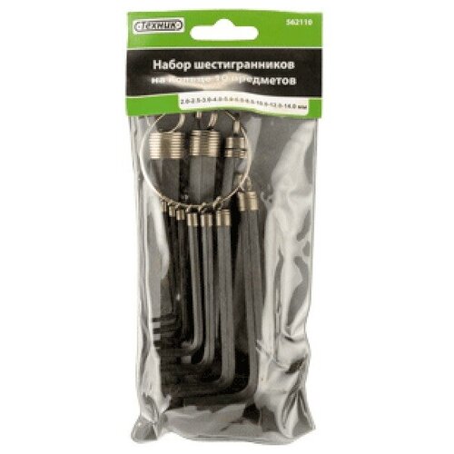 Техник 562110 Набор шестигранников 10 пр. 2-14 мм на кольце Техник