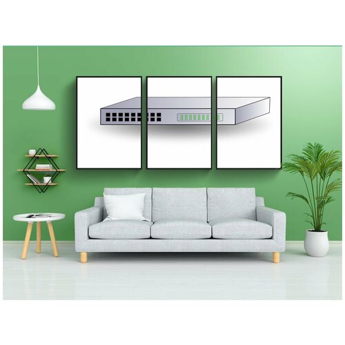 фото Набор модулных постеров для интерьера "выключатель, сеть, лан" 60x90 см. в тубусе, без рамки lotsprints