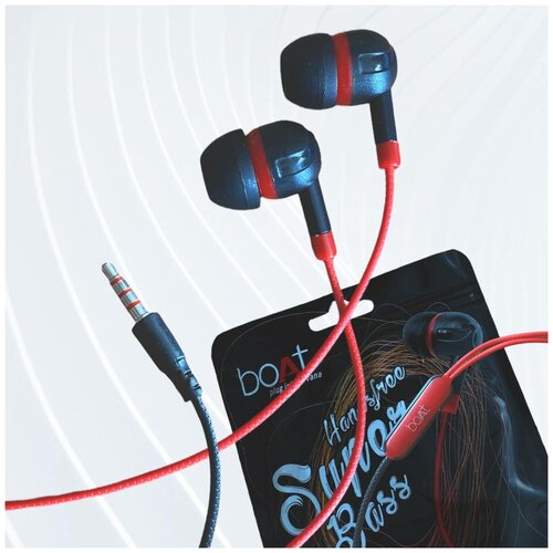 Наушники проводные внутриканальные Super Bass Черно-красные Гарнитура для смартфона 32800₽