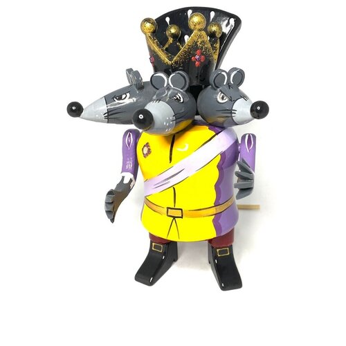 Мышиный король. Игрушка из дерева большая 20 см высота. Ручная работа