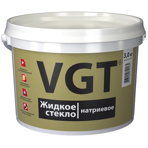 Добавка жидкое стекло VGT натриевое 3 кг бесцветный стекло жидкое liqui 7 кг