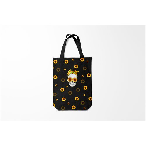 фото Сумка-шоппер / 31х42 см / популярные иллюстрации / черепа череп и подсолнухи burnettie