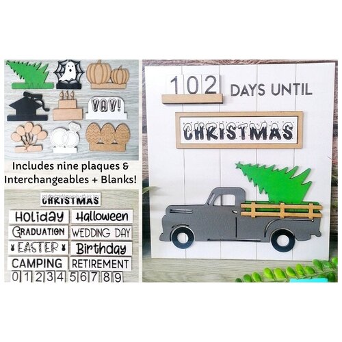 Чертеж, Панно интерьерное, Обратный отсчет на праздники, DXF на ЧПУ лазер