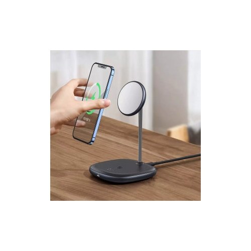 фото Беспроводное зарядное устройство xiaomi baseus swan magnetic desktop bracket wireless charger for iphone 12 standard version 15w white (bs-w519)