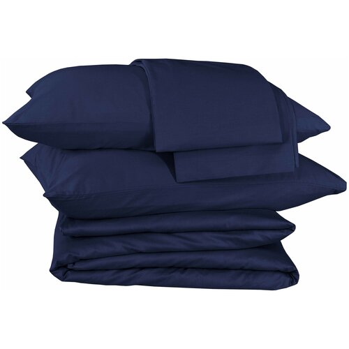 фото Комплект постельного белья moonlu сатин, евро, наволочки 70x70 см, темно-синий