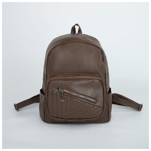 фото Рюкзак, отдел на молнии, наружный карман, цвет коричневый без бренда
