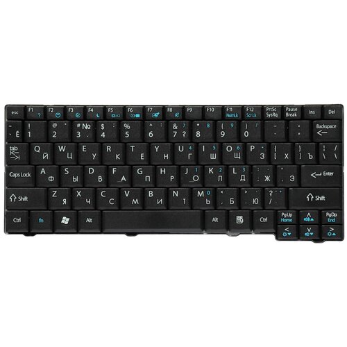 Клавиатура для ноутбука Acer Aspire One 531 A110 A150 D150 ZG5 Series Плоский Enter Черная без рамки PN 9J N948200R 1197₽