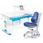 Комплект парта Mealux Evo-40 голубой + кресло Match синее с мячиками + чехол для кресла - изображение