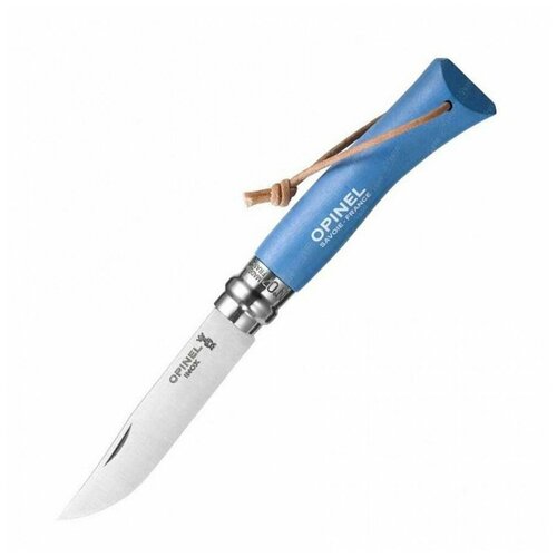 нож opinel 7 nature нержавеющая сталь рукоять самшит гравировка следы Нож Opinel №7 Trekking нержавеющая сталь, голубой