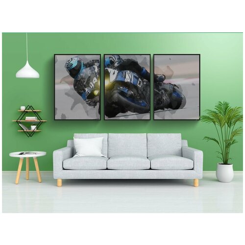 фото Набор модулных постеров для интерьера "мотогонщик, гонки, гонка" 60x90 см. в тубусе, без рамки lotsprints