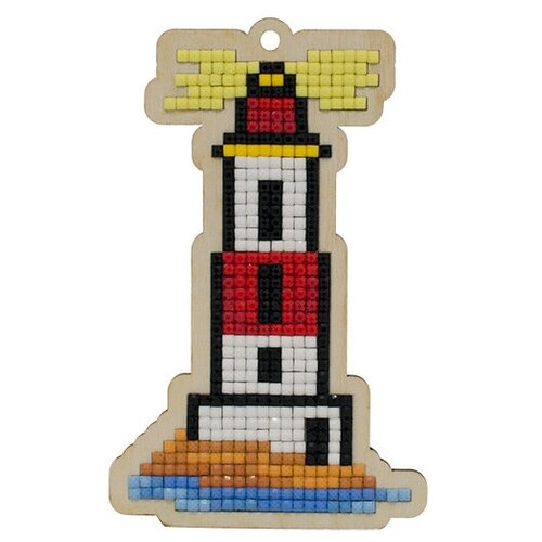 фото Алмазная мозаика на дереве подвеска «маяк», 6,9x10,9 см, гранни wood