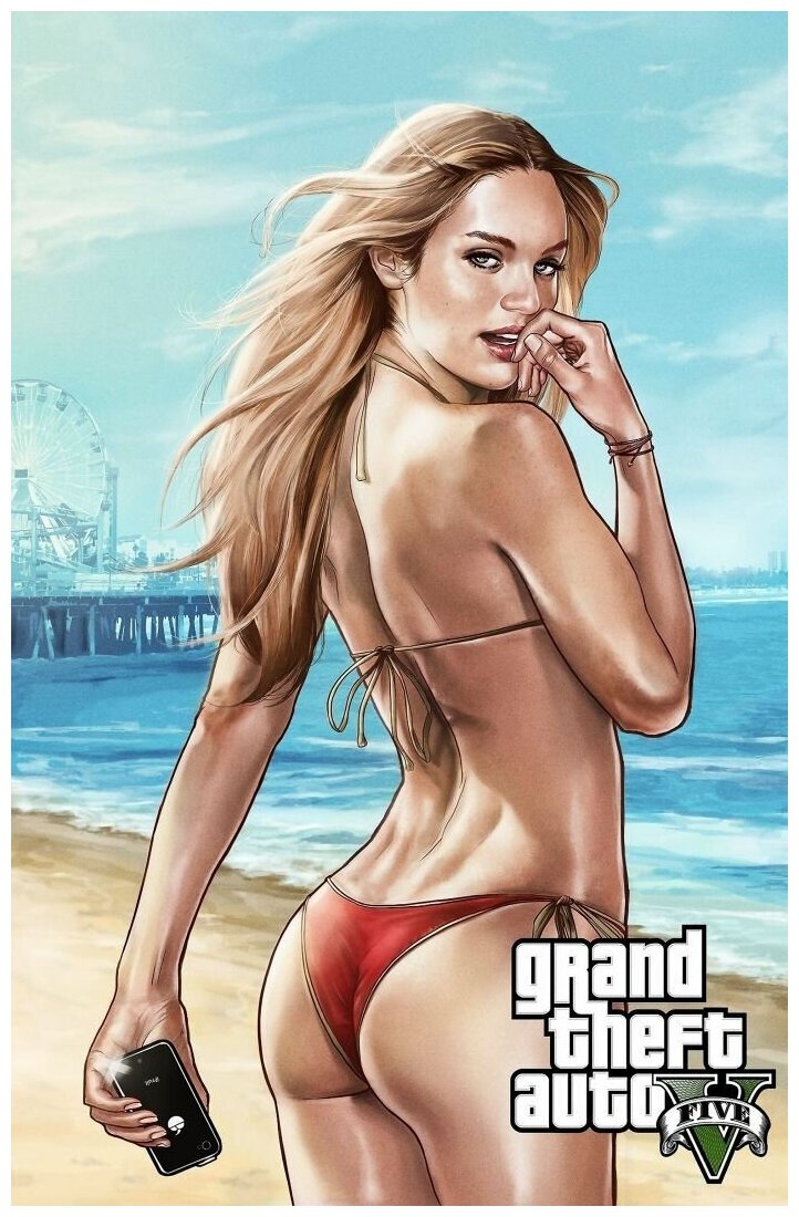 Плакат, постер на холсте GTA V-Grand Theft Auto 5/ГТА 5. Размер 21 на 30 см