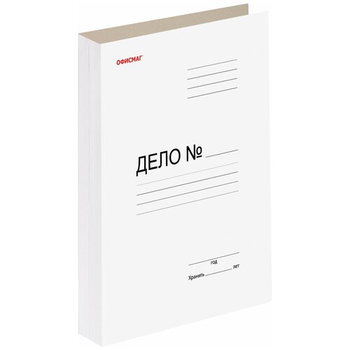Скоросшиватель картонный мелованный офисмаг, гарантированная плотность 320 г/м2, белый, до 200 листов, 127820