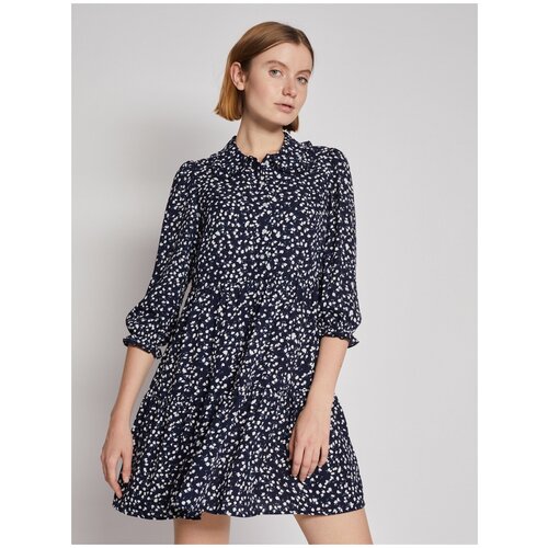 фото Ярусное платье с цветочным принтом, цвет синий, размер l zolla