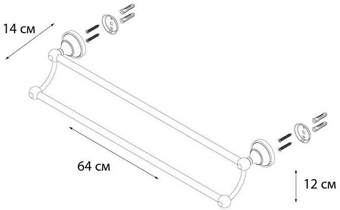 Держатель полотенец трубчатый двойной (60 см.)Fixsen Bogema FX-78502 Хром