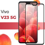 Защитное стекло для телефона Vivo V23 5g / Виво В23 / стекло 3D на весь экран c черной рамкой / олеофобное покрытие - изображение