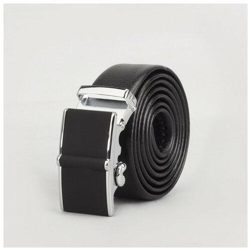 фото Ремень мужской, гладкий, пряжка автомат металл, ширина - 3,5 см, цвет чёрный newstory