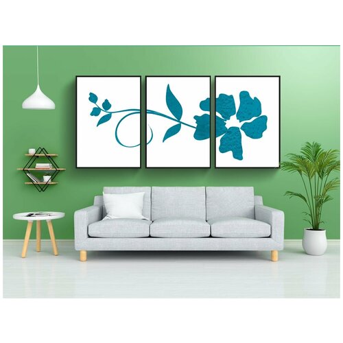 фото Набор модулных постеров для интерьера "синий, цветок, водоворот" 60x90 см. в тубусе, без рамки lotsprints