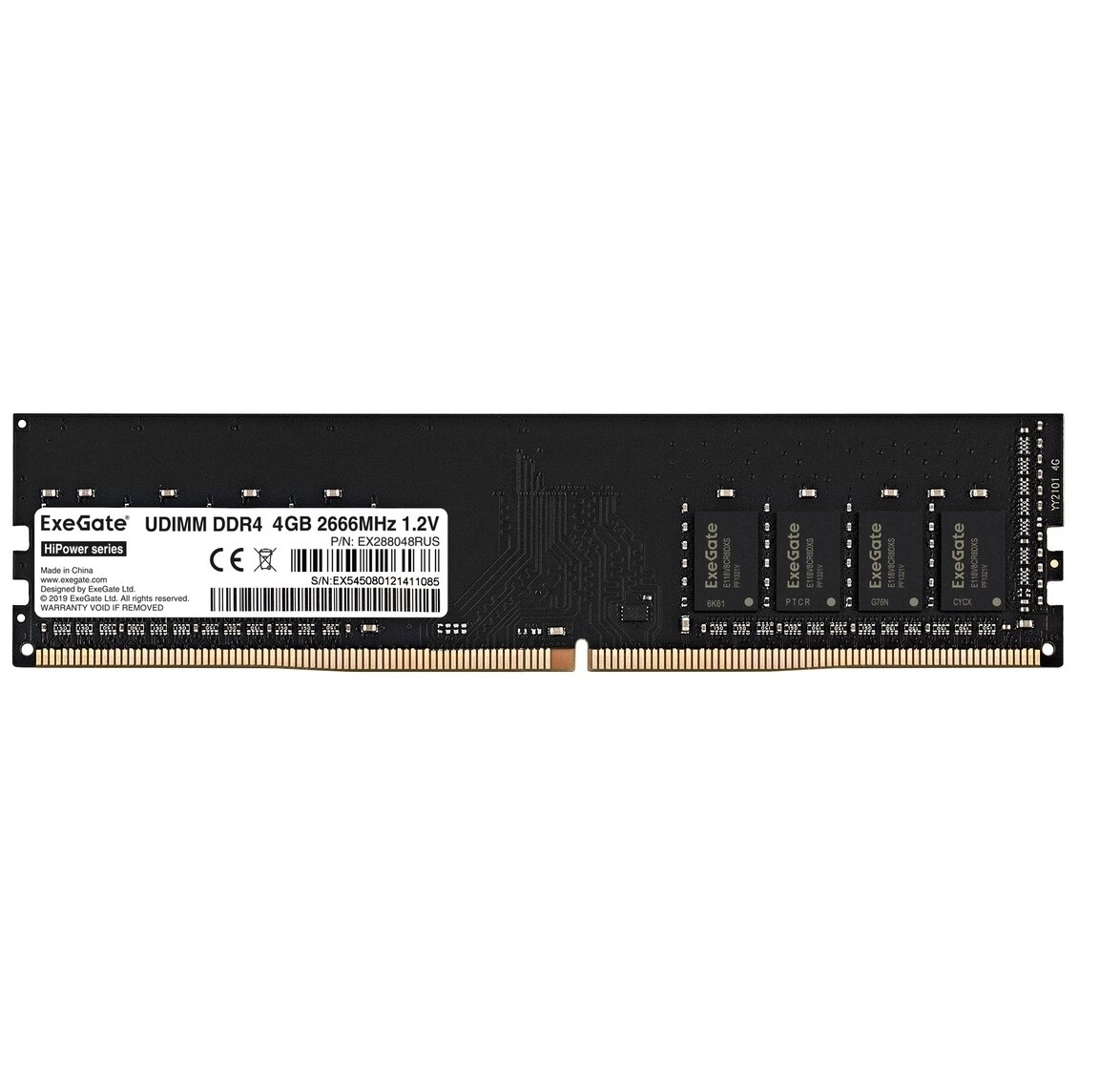 Модуль памяти ExeGate HiPower DIMM DDR4 4GB 2666MHz