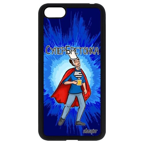 фото Защитный чехол для мобильного // huawei y5 2018 // "супербретонка" бретань комикс, utaupia, синий